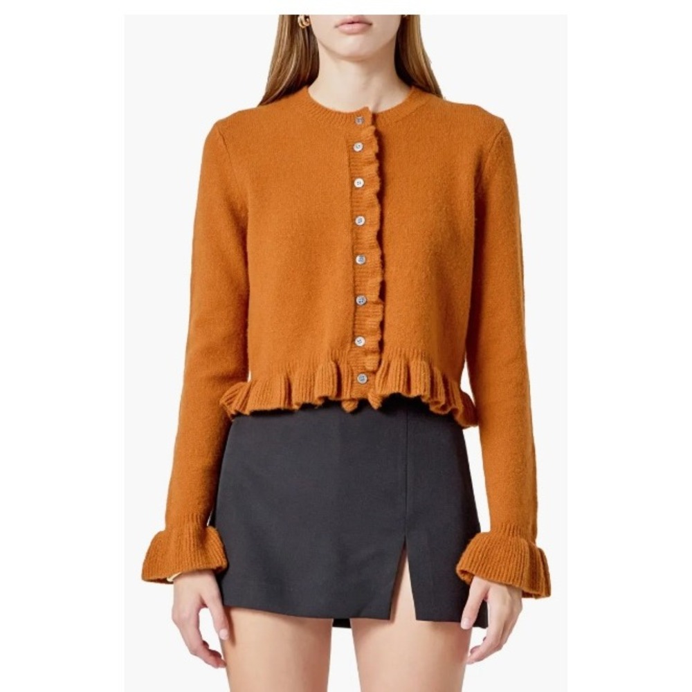Endless Rose Ruffle Crop Cardigan Size Small - Picture 5 of 8